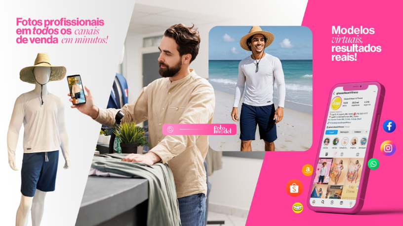 FotoModel ajuda você a criar vitrines online impactantes que conquistam clientes logo no primeiro olhar.